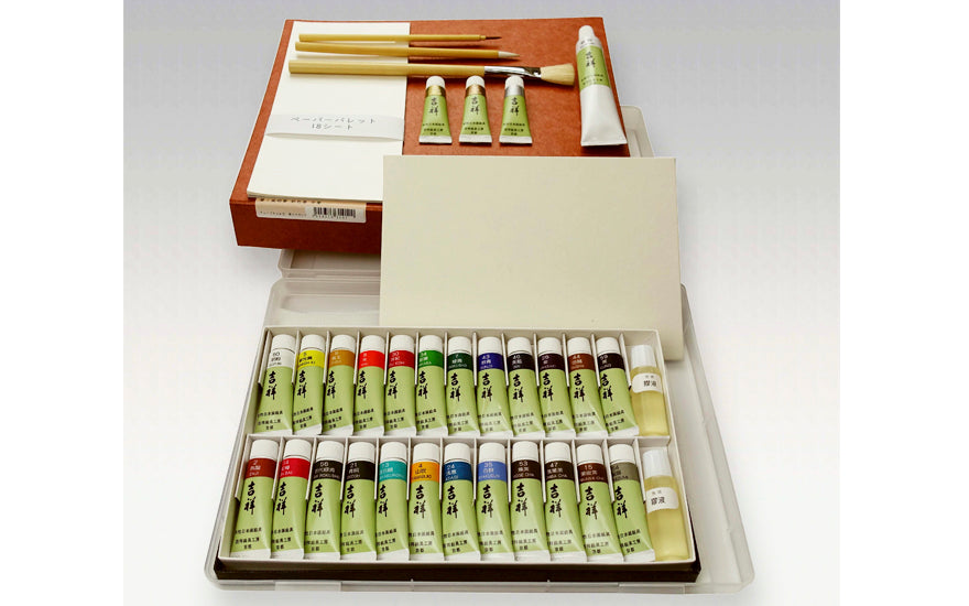 日本画チューブ絵具24色　筆入りセット