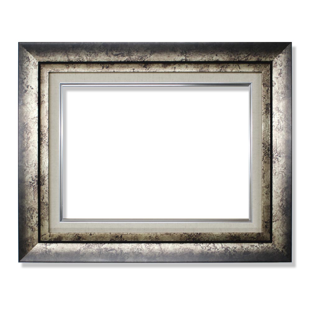 ほぼ新品　F4号　油彩額　シルバー 大額 油彩額 9659 シルバー キャンバスサイズF4 — レイノアート