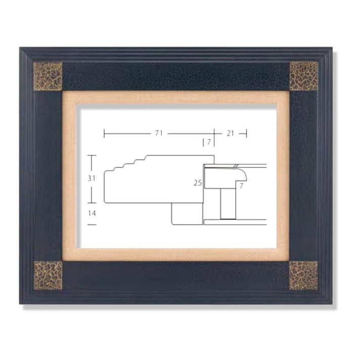 同志舎　油彩額　亜土マット付き F12　青黒