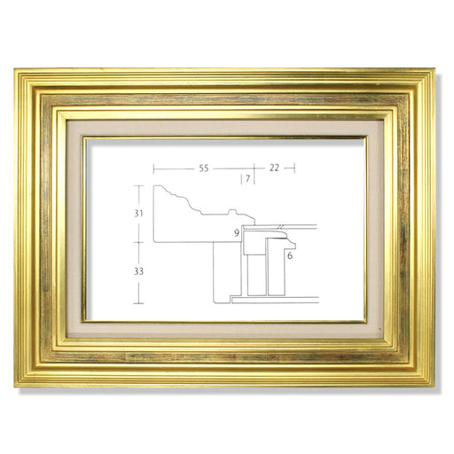 同志舎 油彩額 回廊 金 キャンバスサイズP4