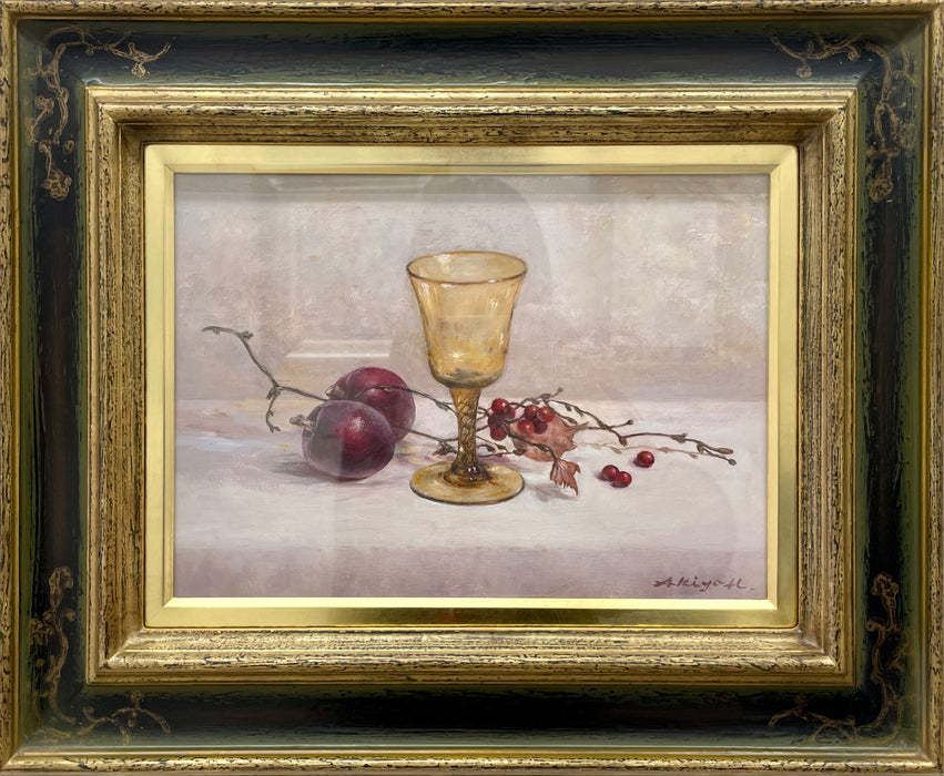 plums and wine glasses